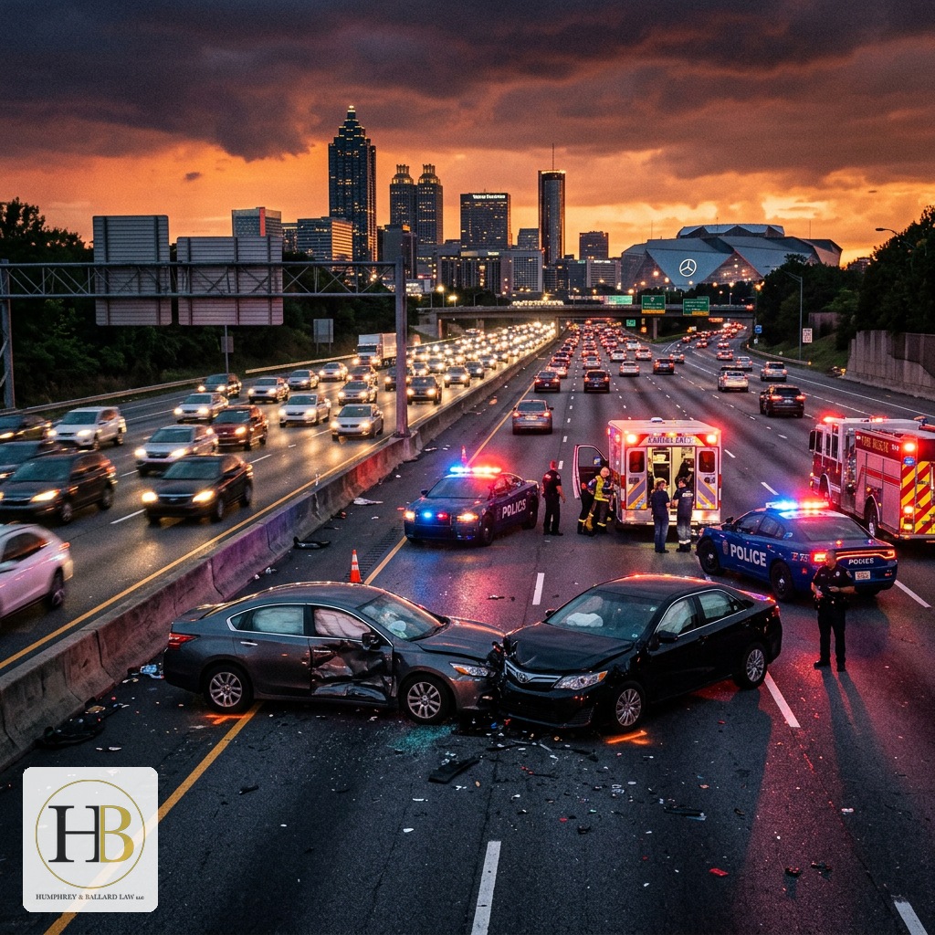 Atlanta Car Accident Lawyer | Humphrey & Ballard Law Atlanta car accident scene — Humphrey and Ballard Law injury attorneys