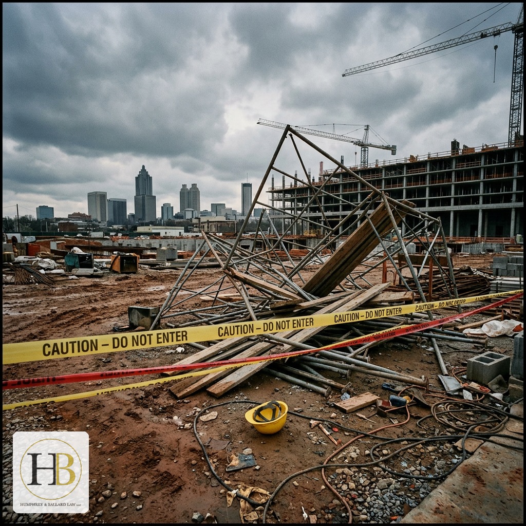 Atlanta construction site death attorney — fatal construction accident scene Georgia, Humphrey and Ballard Law