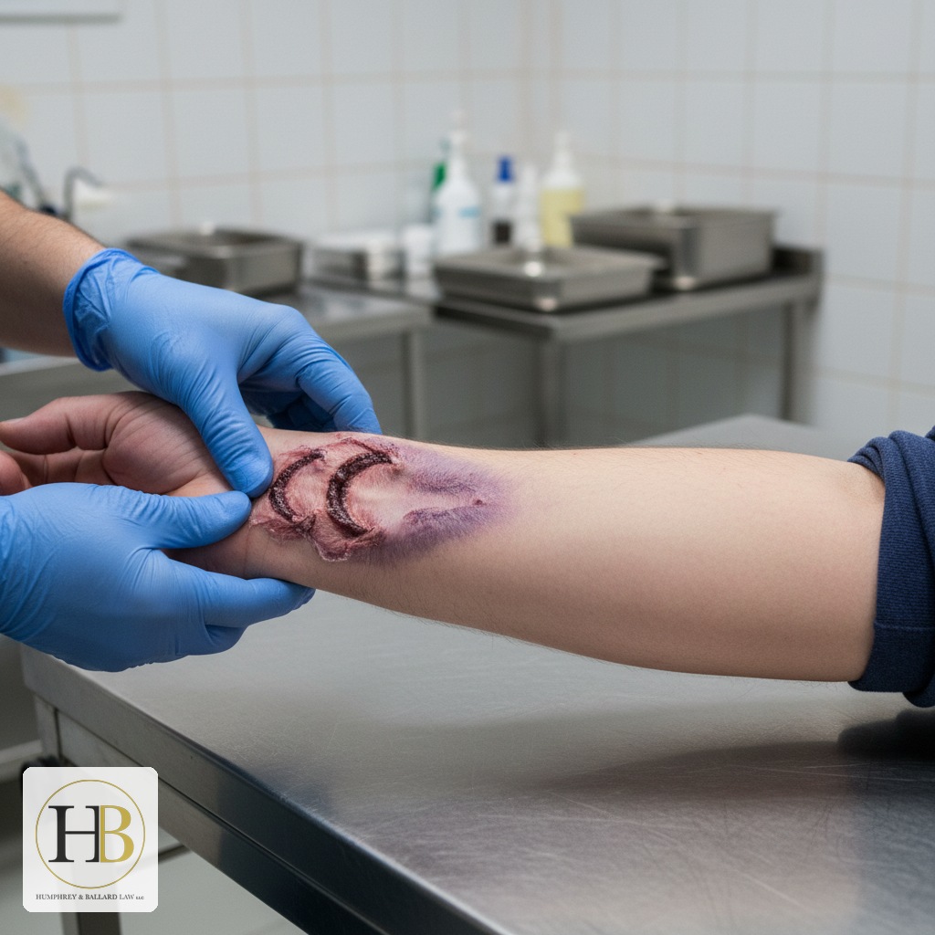 Atlanta dog bite laws — injured victim receiving treatment, Humphrey and Ballard Law Georgia