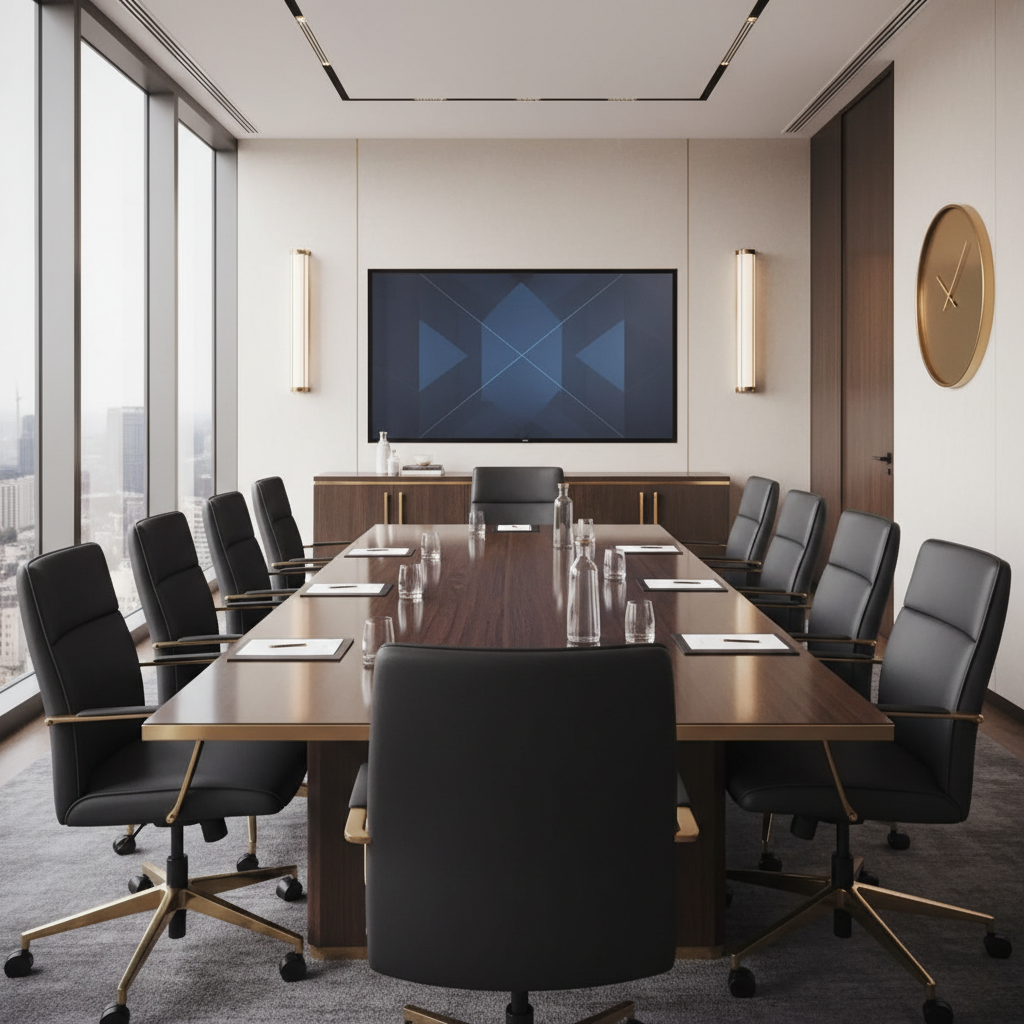 Professional law office with conference table and natural lighting