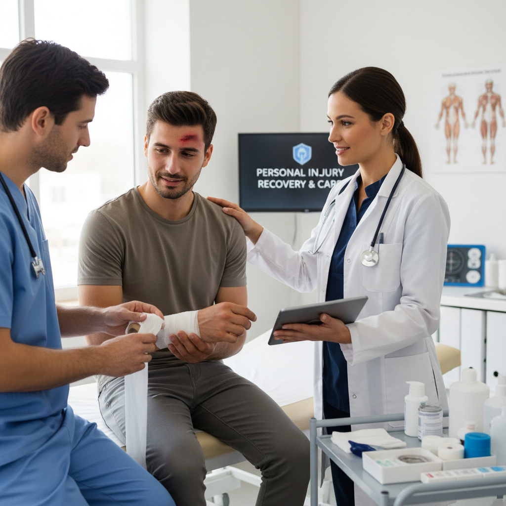 Medical professional providing compassionate injury treatment and recovery consultation