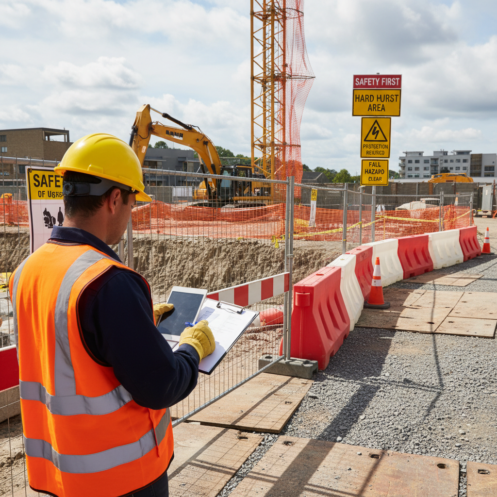 Construction worker in safety equipment demonstrating workplace injury prevention measures