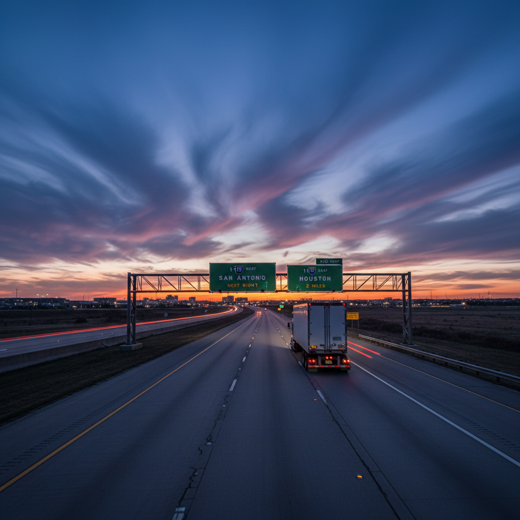 18-wheeler truck in motion on Georgia interstate highway