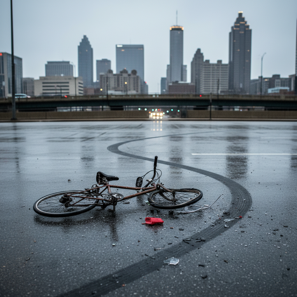 Bicycle injury lawyer Atlanta damaged bike accident scene