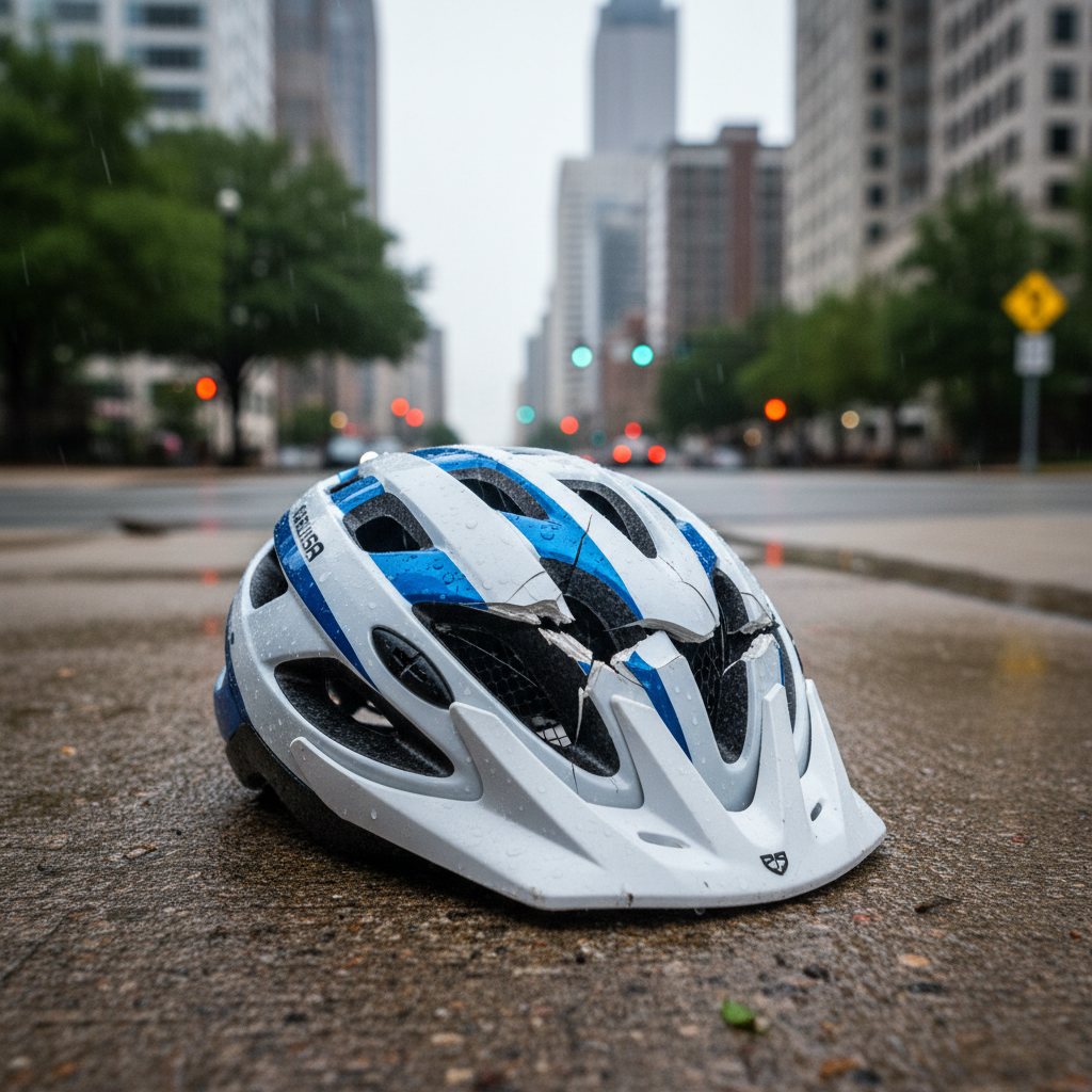 Atlanta bicycle accident attorney cracked helmet