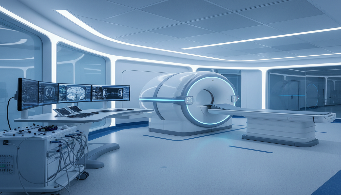 Brain MRI scanning suite with medical diagnostic equipment