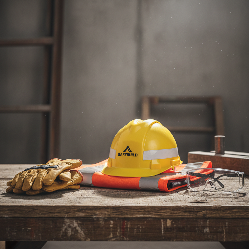 Professional construction safety equipment including hardhat, safety vest, and protective gear