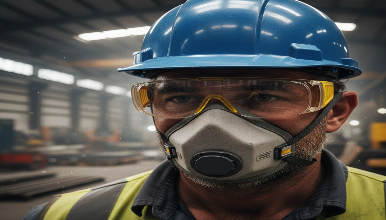 Eye Injury Attorneys in Atlanta | Get Full Compensation for Vision Damage Construction worker properly wearing OSHA-approved protective eyewear and safety glasses in an industrial setting