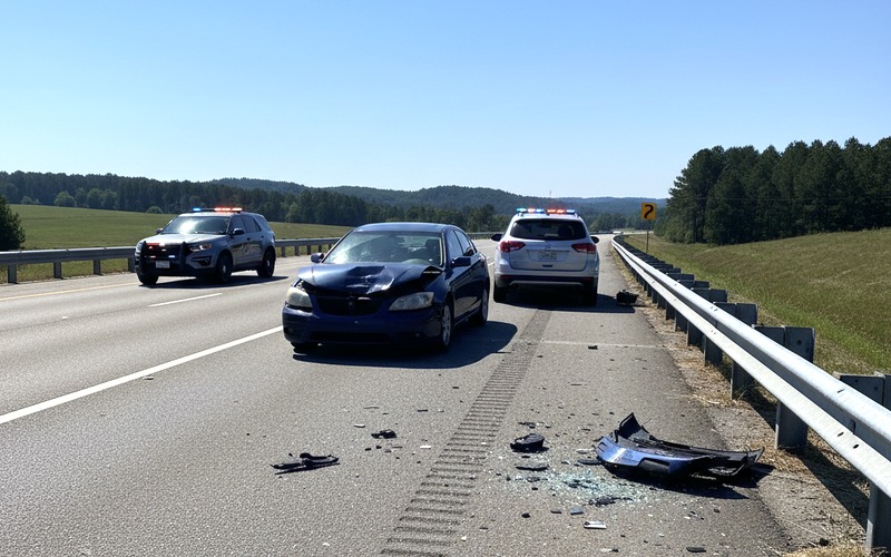 What It Means If a Drunk Driver Hit You Daytime car accident crash scene on a Georgia highway after a DUI collision