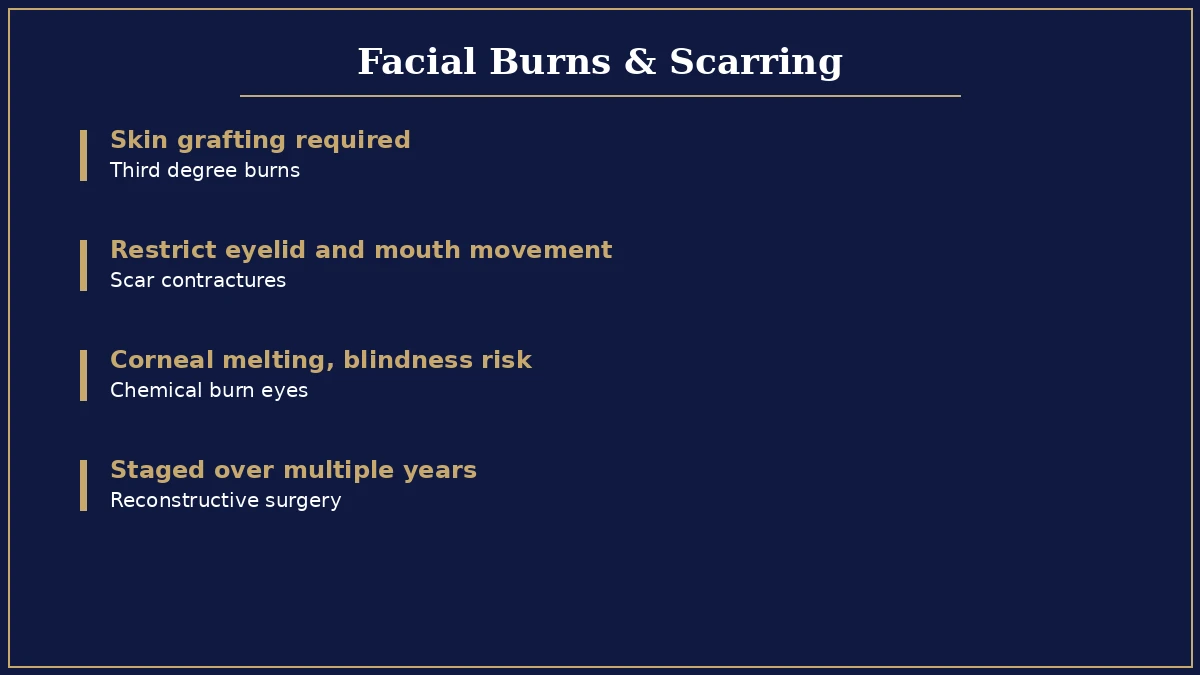 Facial burn and scarring injury compensation infographic