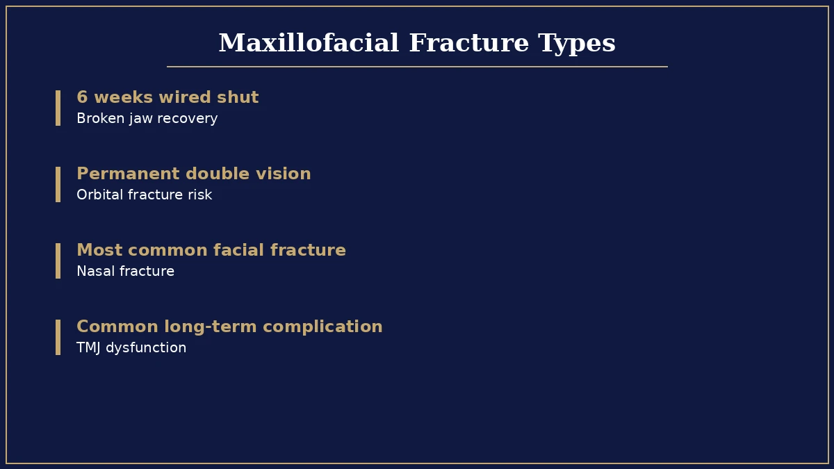 Maxillofacial fracture types and treatment infographic