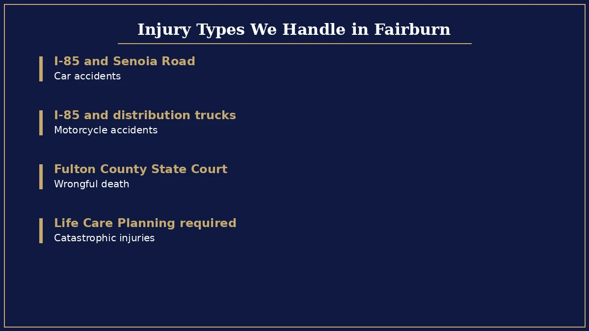 Types of personal injury cases handled in Fairburn infographic