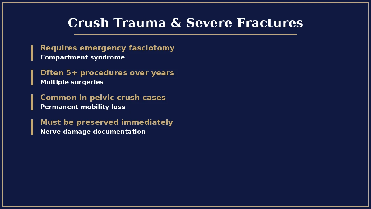 Crush trauma and severe fractures infographic