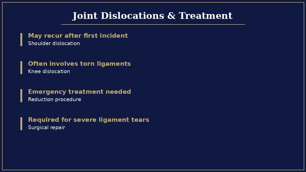 Joint dislocation injuries and treatment infographic