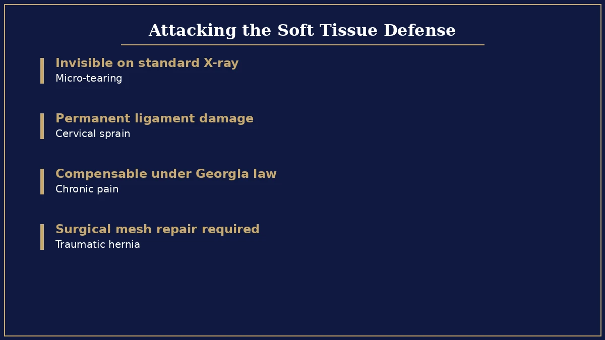 Attacking the soft tissue insurance defense tactic infographic
