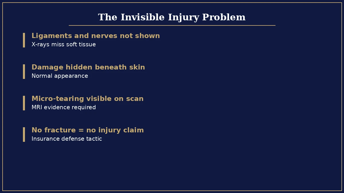 Soft tissue injury types and invisible damage infographic